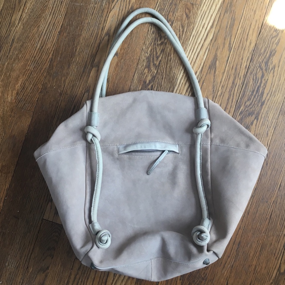 Free People Ingrid suede leather knot tote purse bag tan cream beige sling